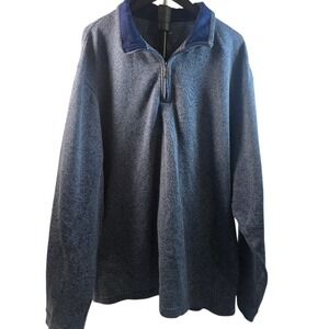 Haggar In Motion Men 4X Blue  Quarter Zip Pullover Sweater Mock Neck Long Sleeve